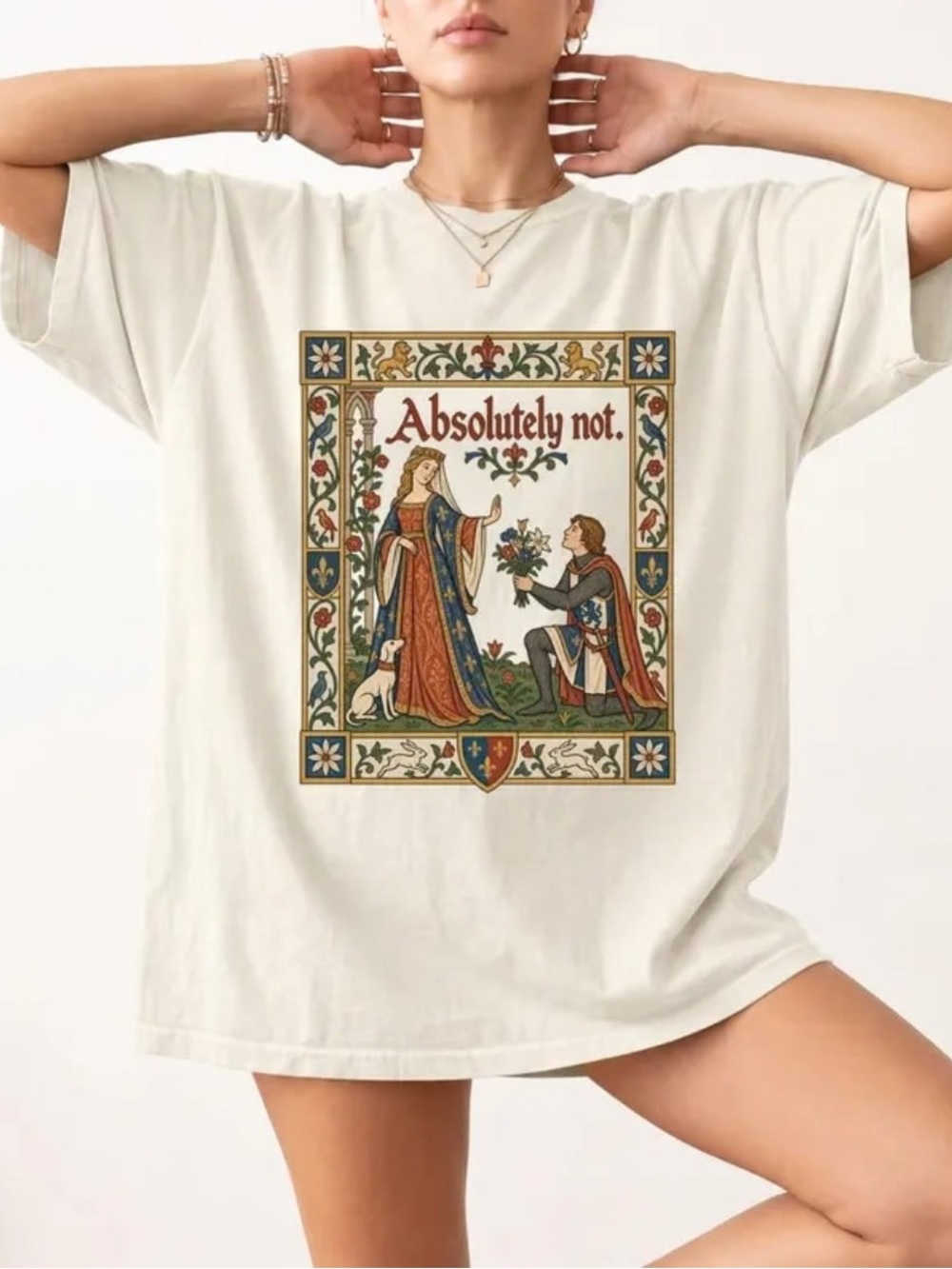 Absolutely Not Of Medieval Art Print T-Shirt - Vintage Cream Tee